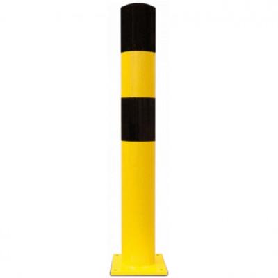 China 1.2m Yellow Steel Pipe Safety Bollard Black Bull XL Warehouse Bollards for sale