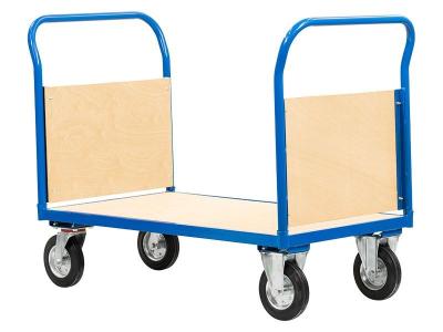 China 75kg Steel Platform Push Cart Double Handle Flatbed Push Cart for sale