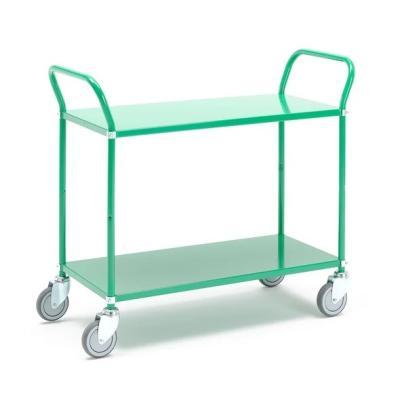 China Green 2 Tier Shelf Trolley 250KGS Metal Utility Cart Fabrication à venda