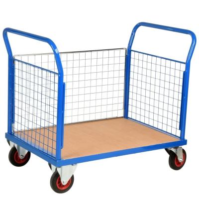 China Zinc Plated 500KGS Flatbed Trolley With Sides Metal Fab Products for sale