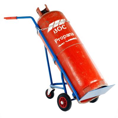 China Powder Coating Propane Cylinder Trolley Oxygen Tank Carrier With Wheels for sale