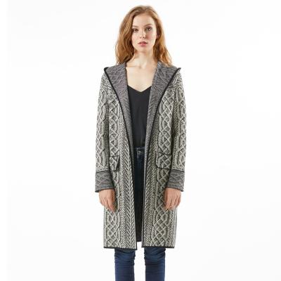 China Anti-wrinkle fashion autumn and winter women's long cardigan ladies knitted sweater for sale