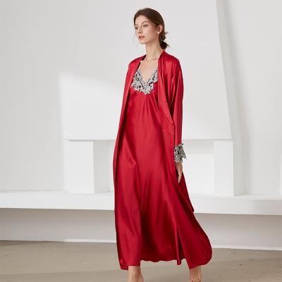 China QUICK DRY hanging two-piece set sexy and comfortable satin mid length long robe sleepwear pajamas skirt for sale