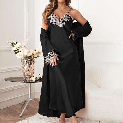 China Various Styles QUICK DRY Lace Up Long Skirt Sleepwear Sets Sexy Hanging Two Piece Pajamas for sale