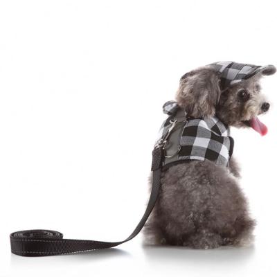 China CWW Style Vest Dog Clothes Viable Plaid British Dog Lift Harness with Hat and Leash for sale