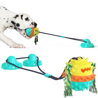 China Sustainable New Style Vigorously Molar Teeth Bite Resistant Reinforce Colorful Sucker Cord Ball for sale