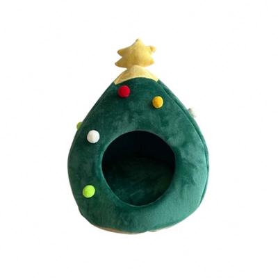 China CWW Breathable L Size Cat Bed House Christmas Tree Shaped Comfortable Cozy Pet Nest For Small Dogs Kitten Puppy Cute Cats Mat for sale