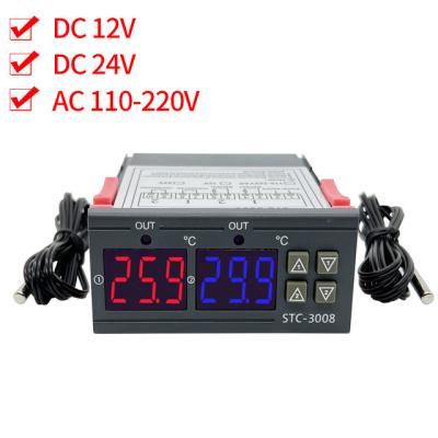 China Stc-3008 Digitaal Thermometercontrolemechanisme Two Relay Output met Sonde 12V 24V 220V Te koop