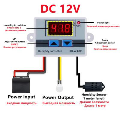 중국 XH-W3005 디지털 습도 조절기 DC 12V 24V 220V 10A 0~99%RH 판매용