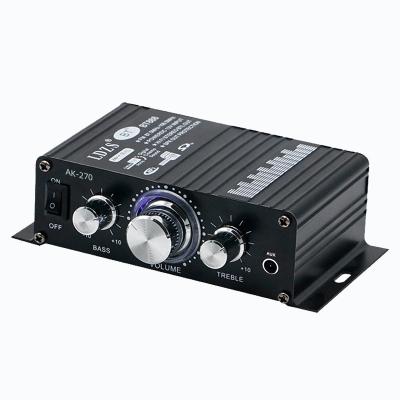 China AK-270 12V Small Power Bluetooth Audio Amplifier 2.0 Channel Output HIFI Mini Power Amplifier for Home Theater Sound System for sale