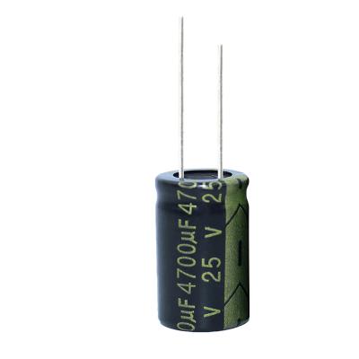 China High quality capacitance DIP long life lead aluminum electrolytic capacitor (25V4700UF 16x25mm) for sale