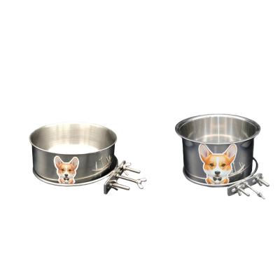 China Hot-selling New Unique Design Outdoor Portable Stainless Steel Pet Water and Stocked Food Bowl for sale