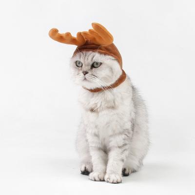 China Wholesale Viable Christmas Elk Dog Holiday Holiday Pet Cat Antler Hat Hat Cross Border Handsome Hat for sale