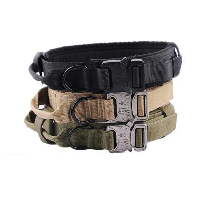 China Durable Outdoor Tactical Nylon Outdoor Traction Dog Collar Large and Medium Adjustable Dog Collar Pet Supplies for sale