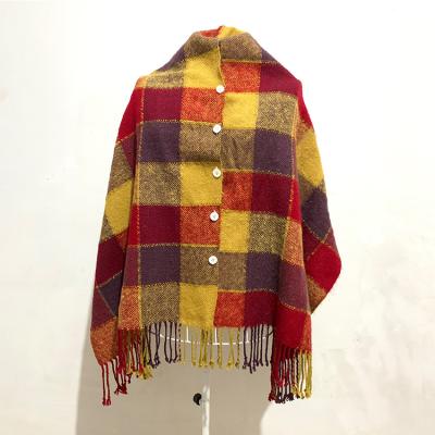 China Long Free Price Just Pay Shipping Winter Pashmina Tartan Women Scarf Fashion Tassels Shawl With Buttons for sale