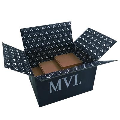 China Recycled Materials Customized Logo Boxes Packaging Black Paper Mailing Boxes Corrugated Cardboard Mailer Boxes for sale