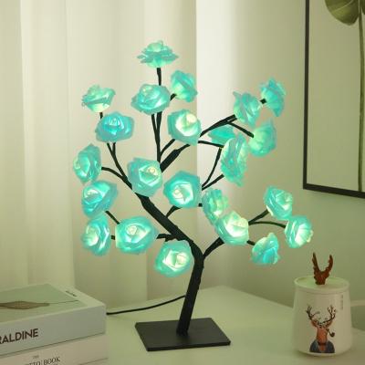 China Decorative Simulated Rose Tree Lamp USB Switch Room Decoration Small Night LED Table Lamp for sale