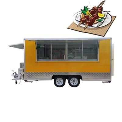 China Hot Selling Square Food Truck Trailer Vegetable Processing Plant Double Deck Food Trailer With Grill for sale