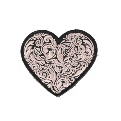 China Handmade Custom Design Heart Shape Embroidery Work Patch For Apparel for sale