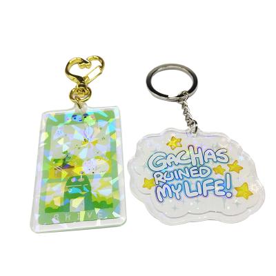 China Low Moq Acrylic Printed Design Mini Glitter Custom Acrylic Charms Keychain for sale