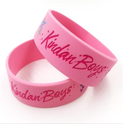 China manufacturer 100% Customizable Pink Promotional Writable Silicone Motion Logo Wristband material for sale