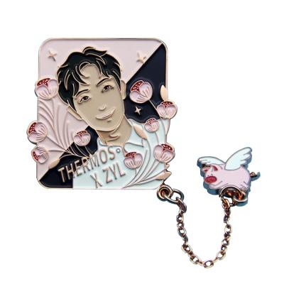 China Wholesale Europe Cartoon Hinge Kpop Custom Soft Enamel Pin Chain for sale