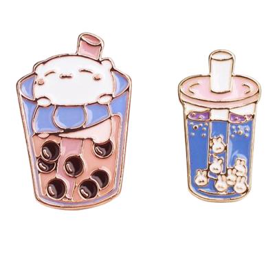 China Cheap Europe Bubble Tea Metal Custom Soft Enamel Lapel Pins for sale