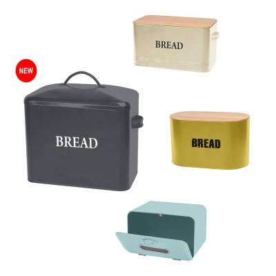 China Customized Freshness Preservation Amazon Vintage Kitchen Food Storage Hot Selling Bread Box With Lid Metal Bamboo Bread Bin for sale