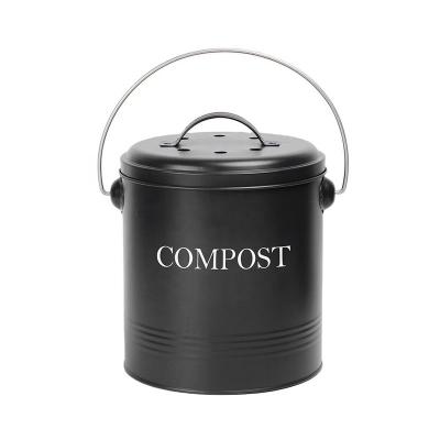 China Wholesales Metal Kitchen Trash Bin Bucket Charcoal Filter Compost Tumbler Zero Waste Recycling Kitchen Sustainable Compost Bin for sale