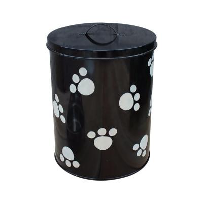 China Food Container Wholesale Household Pet Food Storage Metal Canister Galvanized Dog Food Storage Container for sale