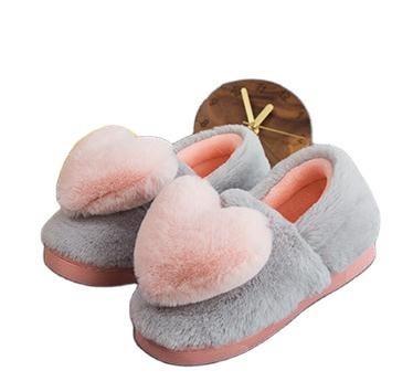 China Plush Warm Cotton Parent-child Winter Cartoon Slippers Kids Indoor Printed Indoor Slippers for sale