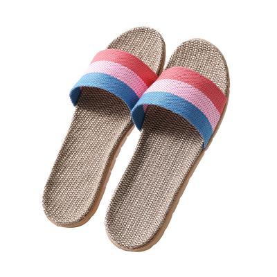 China New Linen Slippers Couples Slippers Lightweight Home Indoor Cotton Floor Slippers Summer Slide Canvas Home Sandal for sale