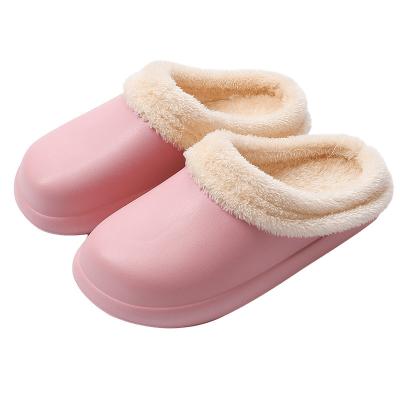 China Fashion trend new winter solid color cotton slippers with thickened non-slip wear-resistant soft soles for lovers plush women home slipper for sale