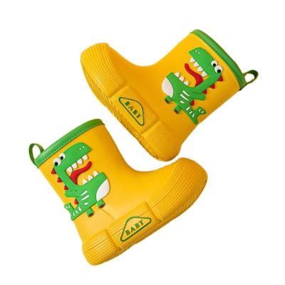 China Other Outdoor Quality Waterproof Wellington Boots Dinosaur Cartoon Anti-skid Print Kids Rubber Rain Boots For Boy for sale