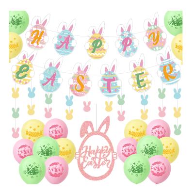 China 2022 Colorful Easter Decoration Easter Bunny Paper Centerpieces with Banner and Balloon for Party for sale