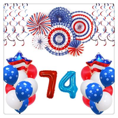 China Callfeny Amazon Eco-Friendly Hot Sales Paper Fans Swirls Foil Balloons, 4th of July Independence Day Patriotic Home Party Decorations for sale