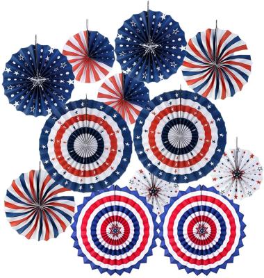 China Patriotic Independence Day 4th of July Decoration Paper Fans Party Decoration Paper for sale