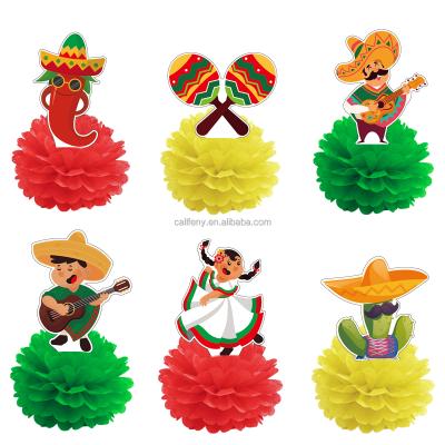 China Mexican Party Wall Decorations Cinco De Mayo Paper Flower Paper Pompom for sale