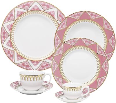 China Wholesale Disposable Germany Style Porcelain 20pcs Dinnerware Set, Fine Germany Porcelain Dinnerware Set with Gold for sale