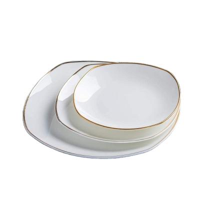 China Sustainable Square 18pcs Porcelain Dinnerware Set / Gold Plated Dinnerware Set With Gold for sale