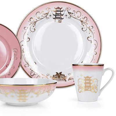 China Sustainable 16pcs Porcelain Dinnerware Sets Tableware , Dinnerware Sets With Design for sale