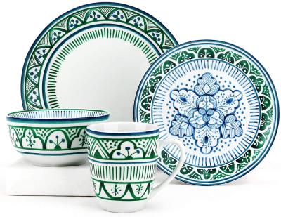 China Sustainable 16pcs Porcelain Round Bone China Dinnerware Sets Dinnerware , Dinnerware Sets With Design for sale