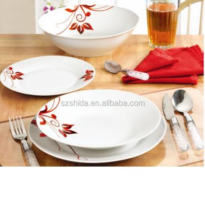 China Factory Made Viable Royal Luxury 20pcs Dinnerware Set With Glod Rim, Porcelain Dinnerware Ceramic Dish With Decal Cut for sale