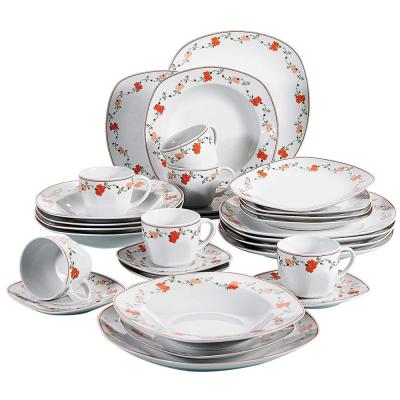 China 20pcs Wholesale European Style Disposable Ceramic Porcelain Dinner Top Choice Items Set With Full Design for sale