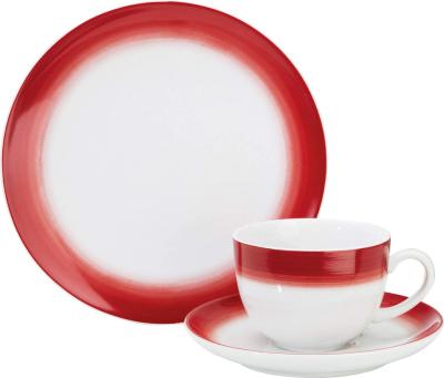 China Cheapest Factory Supply Germany Style Dinner Set 18pcs Modern Design Dinnerware Set Cheaper With Red Design for sale