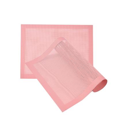 China Sustainable Premium Non-Stick Perforated Half Silicone Sheet Baking Mat For Bread Steaming Mesh Pad for sale