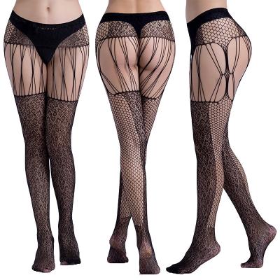 China Anti-embolism Velsatis fashion vintage sexy hollow lace printed silk stocking Japanese girls mature pantyhose for sale