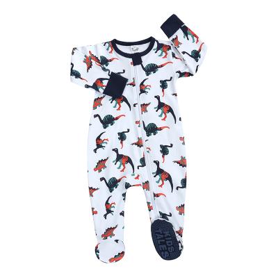 China Breathble Cartoon Print Cartoon Print Long Sleeve Newborn Baby Rompers Rubber Footed Newborn Rompers Sleep Wear Comfortable Anti Slip for sale