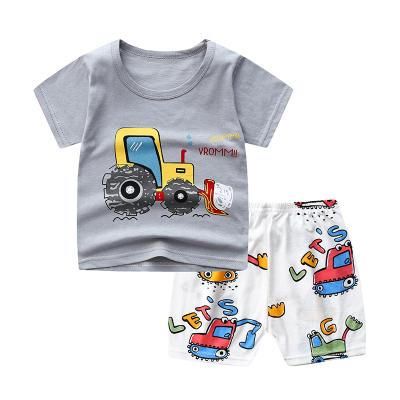 China Casual Summer Shorts Sleeve Kids Pajamas Sets 2pcs Set Children Sleep Wear Cartoon Printing Children Boys Animal Clothes for sale