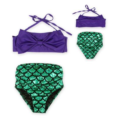 China Kids Anti-UV Popular Cute Girl Halter Bowknot Mermaid Bikini Two-Piece Swimwear for sale